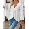 image:imageMakeMeChic Womens Ruffle 34 Sleeve Blouse V Neck Peplum Boho Shirt TopsWhite