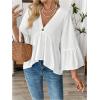 image:imageMakeMeChic Womens Ruffle 34 Sleeve Blouse V Neck Peplum Boho Shirt TopsWhite