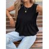 image:imageMakeMeChic Womens Ruffle Blouse Dressy Casual Crew Neck Tank Top Sleeveless Summer Babydoll ShirtBlack