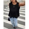 image:imageMakeMeChic Womens Ruffle Blouse Dressy Casual Crew Neck Tank Top Sleeveless Summer Babydoll ShirtBlack