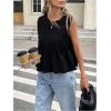 image:imageMakeMeChic Womens Ruffle Blouse Dressy Casual Crew Neck Tank Top Sleeveless Summer Babydoll ShirtBlack