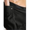 image:imageMakeMeChic Womens Satin Off The Shoulder Blouse Silk Long Sleeve Work Office Dressy TopsBlack