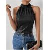 image:imageMakeMeChic Womens Sequin Halter Tops Sparkly Tie Back Sleeveless Business BlouseBlack