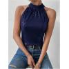 image:imageMakeMeChic Womens Sequin Halter Tops Sparkly Tie Back Sleeveless Business BlouseBlue
