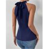 image:imageMakeMeChic Womens Sequin Halter Tops Sparkly Tie Back Sleeveless Business BlouseBlue
