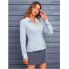 image:imageMakeMeChic Womens Striped Button Down Shirts Long Sleeve Slim Fit Collared Blouse Y2K TopsBlue