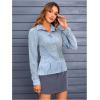 image:imageMakeMeChic Womens Striped Button Down Shirts Long Sleeve Slim Fit Collared Blouse Y2K TopsLight Blue
