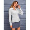 image:imageMakeMeChic Womens Striped Button Down Shirts Long Sleeve Slim Fit Collared Blouse Y2K TopsLight Grey