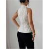 image:imageMakeMeChic Womens Striped Halter Neck Notched Blouse Button Down Sleeveless Dressy TopsMulticolor