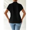 image:imageMakeMeChic Womens Summer Cheongsam Tops Mock Neck Buckle Short Sleeve Blouse ShirtBlack
