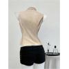 image:imageMakeMeChic Womens Vest Tops Lace Up Collared Blouse Sleeveless Summer ShirtKhaki