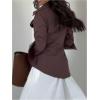 image:imageMakeMeChic Womens Wrap Blouse Tie Side Long Sleeve Business Dressy Shirt TopsBrown