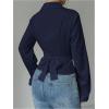 image:imageMakeMeChic Womens Wrap Blouse V Neck Long Sleeve Dressy Casual Bowknot Ruched Business ShirtsBlue