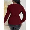 image:imageMakeMeChic Womens Wrap Tops V Neck Blouse Business Dressy Shirt Tie Side Long Sleeve Going Out TopBurgundy