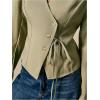image:imageMakeMeChic Womens Wrap V Neck Blouse Button Down Tie Front Business Casual Dressy TopsGreen