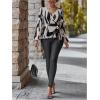 image:imageMakeMeChic Womens Zebra Striped Wrap Tie V Neck Long Sleeve Business Peplum TopsBlack