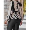 image:imageMakeMeChic Womens Zebra Striped Wrap Tie V Neck Long Sleeve Business Peplum TopsBlack