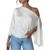 image:imageMakeMeChic Womens Asymmetrical Tops 34 Sleeve Textured Dressy Bussiness Shirts Blouse Top