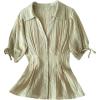 image:imageMakeMeChic Womens Business Office Button Down Shirt Half Sleeve Collar Textured Blouse TopsGreen
