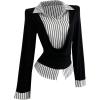 image:imageMakeMeChic Womens Fall Striped Button Down Draped Shirt Long Sleeve 2 in 1 Work Office Blouse TopsBlack
