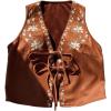 image:imageMakeMeChic Womens Floral Suede Vest Outerwear Sleeveless Tie V Neck Cowgirl Boho Jacket