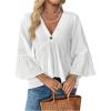 image:imageMakeMeChic Womens Ruffle 34 Sleeve Blouse V Neck Peplum Boho Shirt TopsWhite