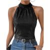 image:imageMakeMeChic Womens Sequin Halter Tops Sparkly Tie Back Sleeveless Business BlouseBlack