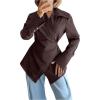 image:imageMakeMeChic Womens Wrap Blouse Tie Side Long Sleeve Business Dressy Shirt TopsBrown