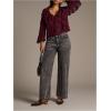 image:imageMAKEMECHIC Womens Ruffle V Neck Blouse Chiffon Lantern Sleeve Going Out TopsBurgundy