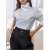 image:imageMakeMeChic Womens Asymmetrical Neck Blouse Button Long Sleeve Dressy Business Shirt TopsWhite