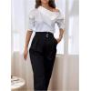 image:imageMakeMeChic Womens Asymmetrical Neck Blouse Button Long Sleeve Dressy Business Shirt TopsWhite