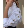 image:imageMakeMeChic Womens Asymmetrical Neck Blouse Button Long Sleeve Dressy Business Shirt TopsWhite