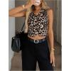 image:imageMakeMeChic Womens Cheetah Print Button Down Vest V Neck Sleeveless Crop TopsMulticolor