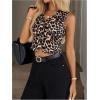 image:imageMakeMeChic Womens Cheetah Print Button Down Vest V Neck Sleeveless Crop TopsMulticolor