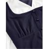 image:imageMakeMeChic Womens Collared Long Sleeve Crop Blouse Colorblock Office Work TopsBlue