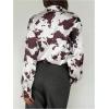 image:imageMakeMeChic Womens Cow Print Satin Button Down Shirt Long Sleeve Business Collared ShirtsBrown