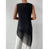 image:imageMakeMeChic Womens Crew Neck Fringe Hem Blouse Sleeveless Keyhole Back Fall Dressy Tank TopsBlack