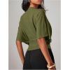 image:imageMakeMeChic Womens Elegant Ruched Blouse Deep V Neck Dolman Sleeve Crop TopsGreen