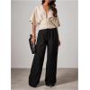 image:imageMakeMeChic Womens Elegant Ruched Blouse Deep V Neck Dolman Sleeve Crop TopsKhaki