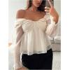 image:imageMakeMeChic Womens Fairy Off The Shoulder Blouse Ruffle Long Sleeve TopsApricot