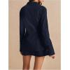 image:imageMakeMeChic Womens Fall Long Sleeve Blouse Shirts Buckle Button Collared Shirt Going Out TopsBlue