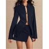 image:imageMakeMeChic Womens Fall Long Sleeve Blouse Shirts Buckle Button Collared Shirt Going Out TopsBlue