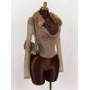 image:imageMakeMeChic Womens Faux Fur Cowl Neck Long Sleeve Top Sheer Ruched Y2k Tops ShirtsKhaki