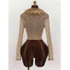 image:imageMakeMeChic Womens Faux Fur Cowl Neck Long Sleeve Top Sheer Ruched Y2k Tops ShirtsKhaki