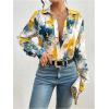 image:imageMakeMeChic Womens Floral Button Down Shirt Long Sleeve Collared Dressy Blouse TopsMulticolor