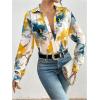 image:imageMakeMeChic Womens Floral Button Down Shirt Long Sleeve Collared Dressy Blouse TopsMulticolor