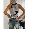 image:imageMakeMeChic Womens Floral Crop Tops Wrap V Neck Tie Side Sleeveless Going Out TopMulticolor