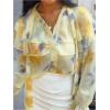 image:imageMakeMeChic Womens Floral Ruffle Blouse Tops Tie Neck Bell Sleeve Layered TopYellow