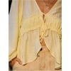 image:imageMakeMeChic Womens Lantern Sleeve Tie Front V Neck Blouse Ruffle Asymmetrical Hem Boho Fairy TopsYellow