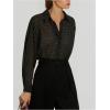 image:imageMakeMeChic Womens Mesh Chiffon Polka Dots Button Down Shirt Long Sleeve Business Shirt TopsMulticolor